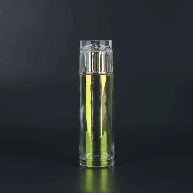 Large Capacity Round Anti-Scratch Electroplated Glass Bottle For Cosmetic Lotion Container Use 100ml Volumes Screw Cap Included